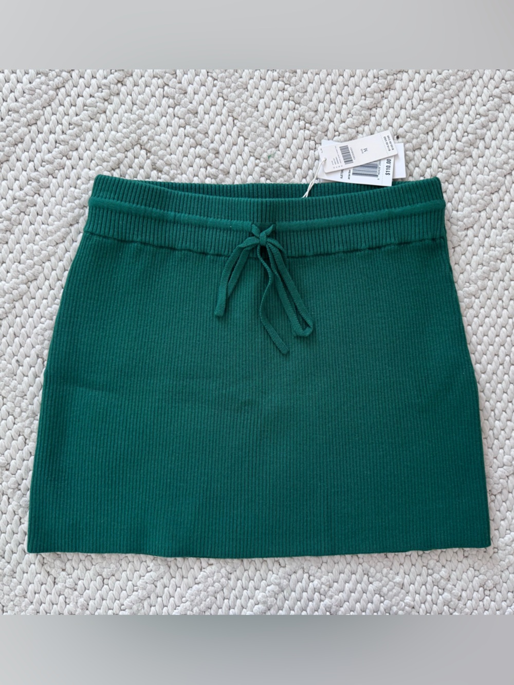 NWT Anthropologie x L Space Green Knit Drawstring Mini Skirt Medium